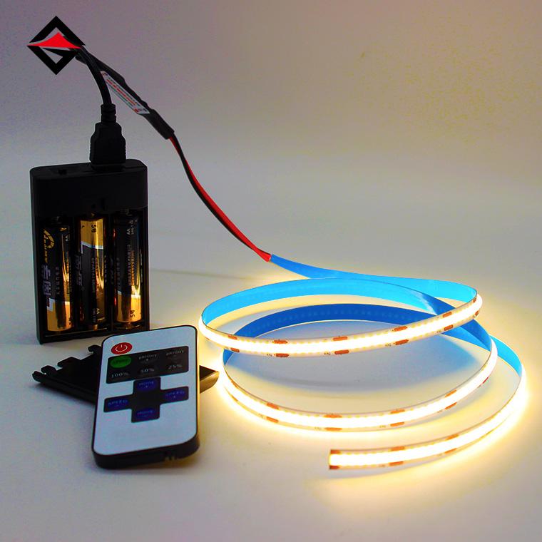 COB Light Strip mit USB Controller Battery Box Set